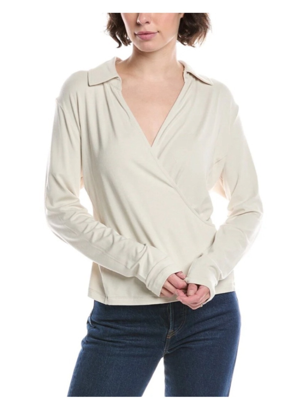 Cabi Ivory Crossover Top Size Medium EUC